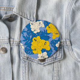 Badge Rond 10 Cm Fleurs et feuilles d'hibiscus  
