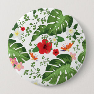 Badge Rond 10 Cm Fond de fleurs tropicales 2