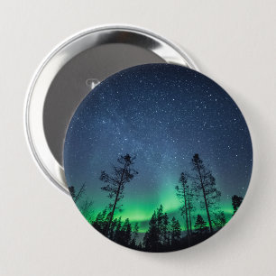 Badge Rond 10 Cm Forêt Northern Lights