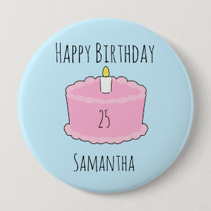 Badge Rond 10 Cm gâteau d'anniversaire rose