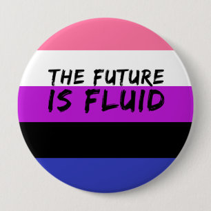 Badge Rond 10 Cm Genderfluide L'avenir est Fluid Button