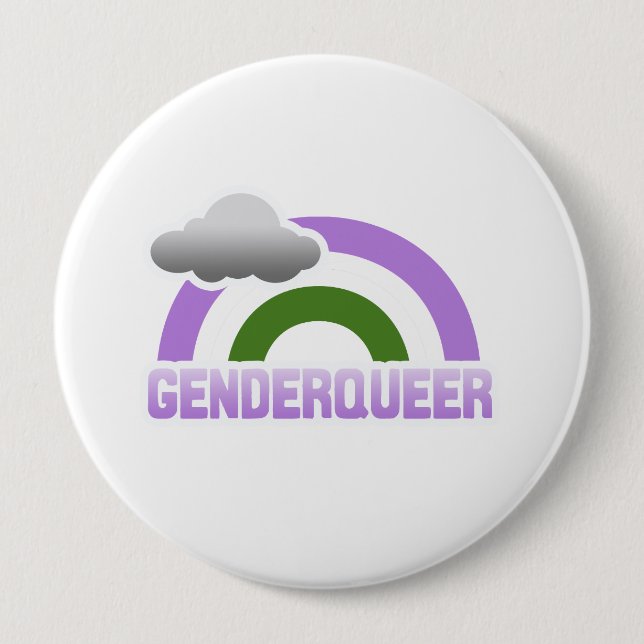 BADGE ROND 10 CM GENDERQUEER RAINBOW (Devant)