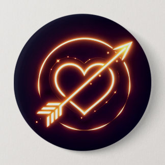 Badge Rond 10 Cm glowing image of a heart with cupid's arrow