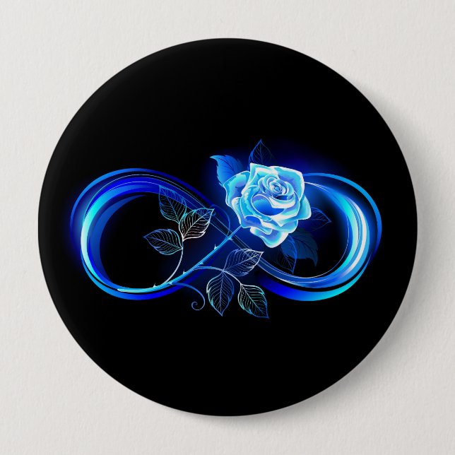 Badge Rond 10 Cm Glowing infinity with blue rose (Devant)