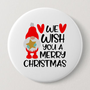 Badge Rond 10 Cm Gnome Whimsical - Joyeux Coeurs de Noël