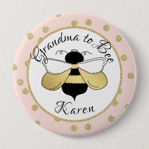 Badge Rond 10 Cm Grand-mère d'être Gold Confetti