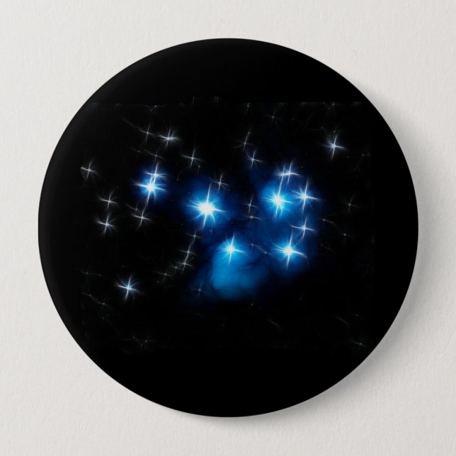 Badge Rond 10 Cm Groupe d'étoile bleue de Pleiades (Devant)