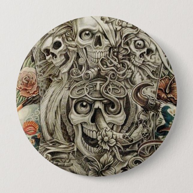 Badge Rond 10 Cm guerre aztèque (Devant)