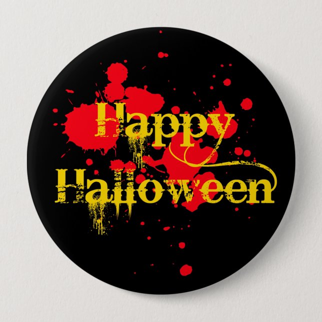 Badge Rond 10 Cm Halloween heureux (Devant)
