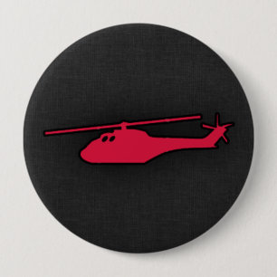 Badge Rond 10 Cm Hélicoptère rouge Crimson