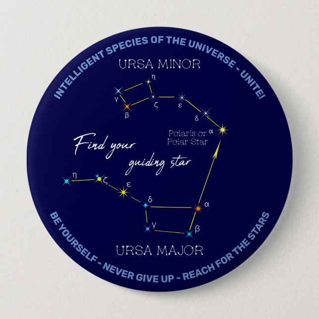 Badge Rond 10 Cm Hémisphère Nord Trouver Polaris Star (Devant)