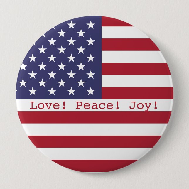 Badge Rond 10 Cm Heureux ! Personnalisation du drapeau américain 4  (Devant)