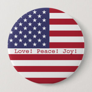 Badge Rond 10 Cm Heureux ! Personnalisation du drapeau américain 4 