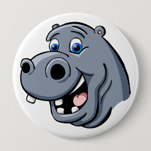 Badge Rond 10 Cm Hippopotame de bande dessinée