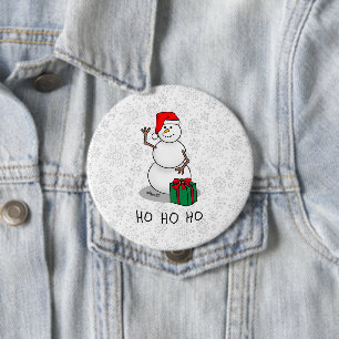 Badge Rond 10 Cm Ho Ho Joyeux Noël Père Noël mignonne Snowman