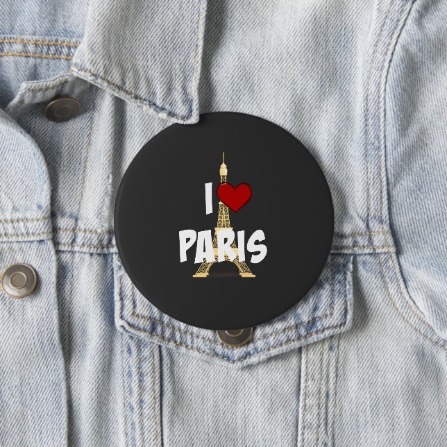 Badge Rond 10 Cm I Love Paris (En situation)