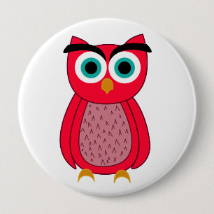 Badge Rond 10 Cm Illustration de chouette rose mignonne