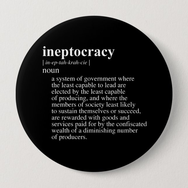 Badge Rond 10 Cm Ineptocracy Definition.png (Devant)