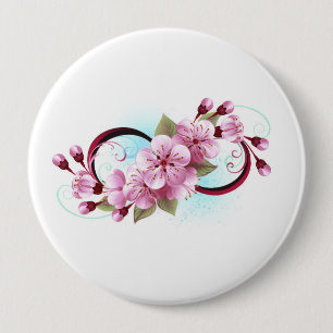 Badge Rond 10 Cm Infinité avec les fleurs Sakura