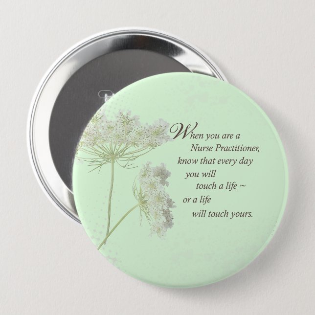 Badge Rond 10 Cm Infirmière praticien Touch Vies Fleur sauvage (Devant & derrière)