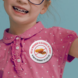 Badge Rond 10 Cm Insigne d'allergie aux arachides