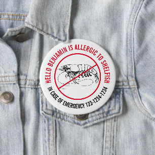 Badge Rond 10 Cm Insigne d'allergie aux mollusques