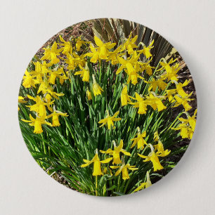 Badge Rond 10 Cm Insigne des jonquilles jaunes de printemps
