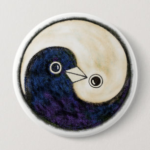 Badge Rond 10 Cm Insigne géant d'harmonie de colombes de Yin Yang