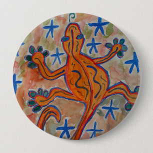Badge Rond 10 Cm Insigne rond Orange Gecko