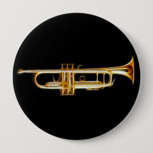 Badge Rond 10 Cm Instrument de musique de vent de klaxon en laiton