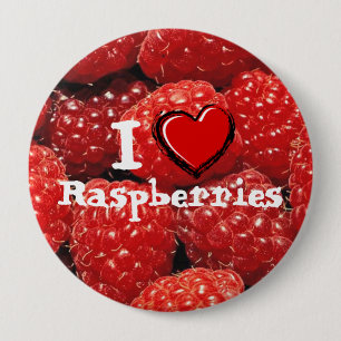 Badge Rond 10 Cm J'aime des framboises