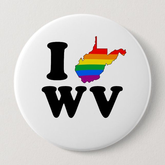 BADGE ROND 10 CM J'AIME GAY WEST VIRGINIA (Devant)