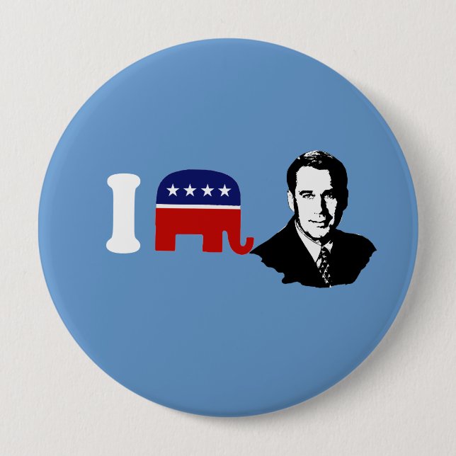 Badge Rond 10 Cm J'aime John Boehner (Devant)