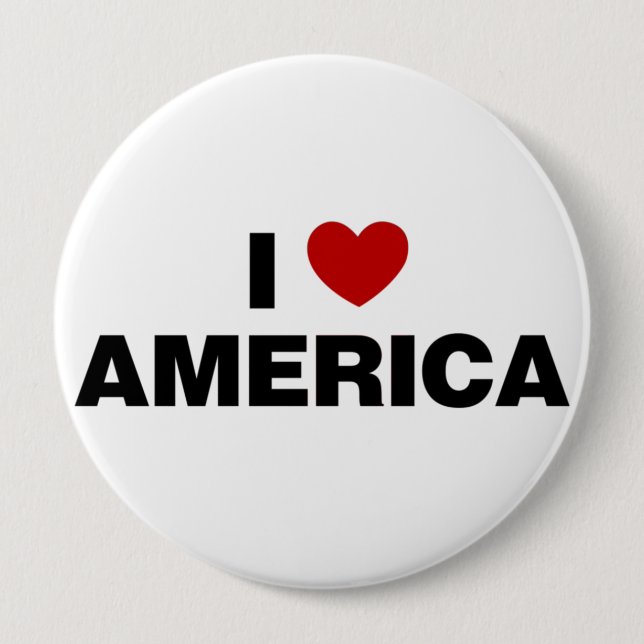 Badge Rond 10 Cm J'aime l'Amérique (Devant)