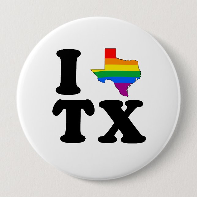 BADGE ROND 10 CM J'AIME LE TEXAS GAI (Devant)