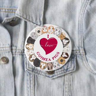 Badge Rond 10 Cm J'aime les cochons de Guinée