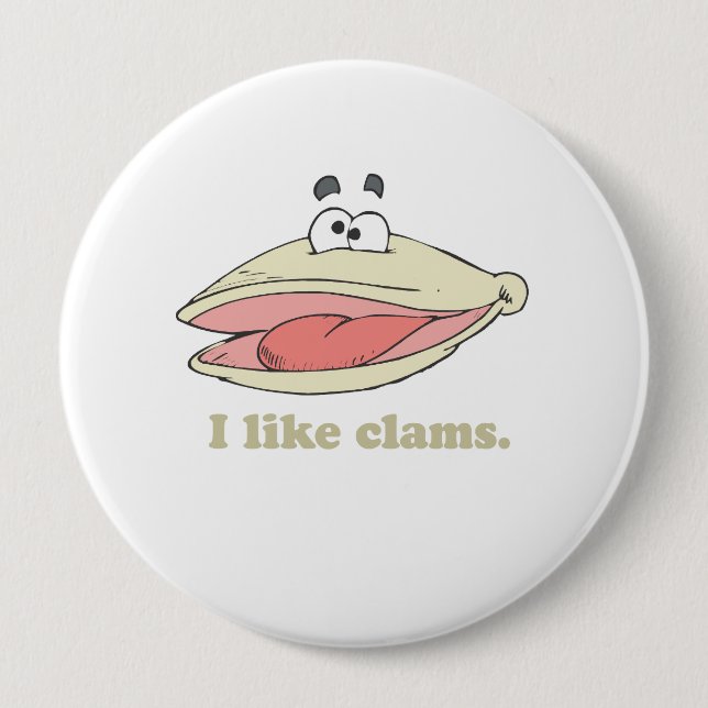 Badge Rond 10 Cm J'aime les palourdes (Devant)