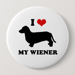 Badge Rond 10 Cm J'aime ma saucisse