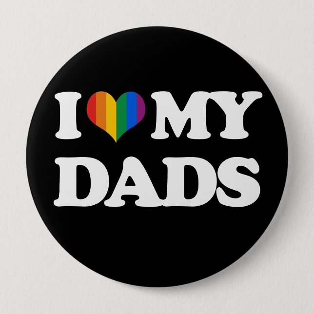 Badge Rond 10 Cm J'aime mes papas - (Devant)