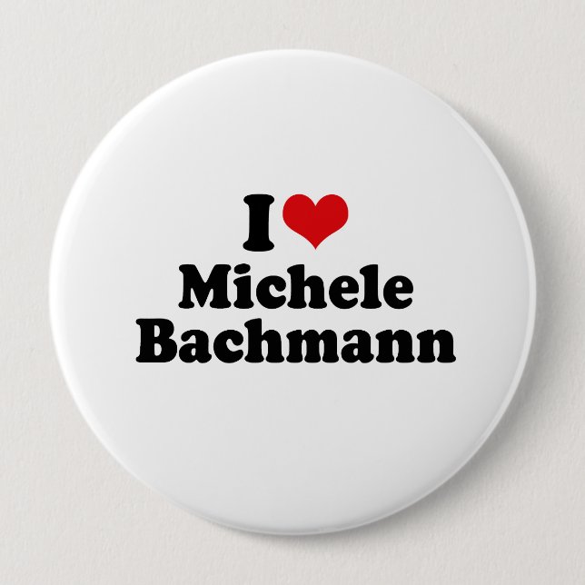 BADGE ROND 10 CM J'AIME MICHELE BACHMANN (Devant)
