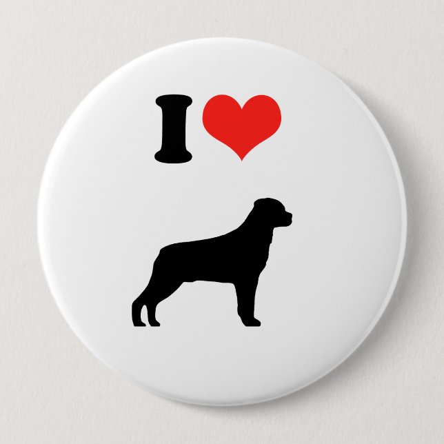 Badge Rond 10 Cm J'aime Rotweiler (Devant)