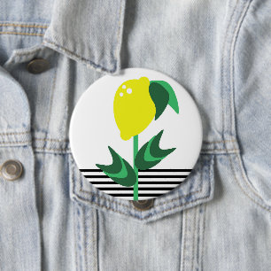 Badge Rond 10 Cm Jardin de fruits de citron bandes