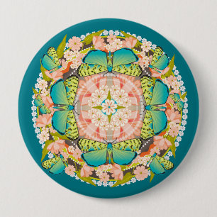 Badge Rond 10 Cm Jardin des papillons