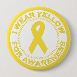Badge Rond 10 Cm Je porte le jaune pour la conscience