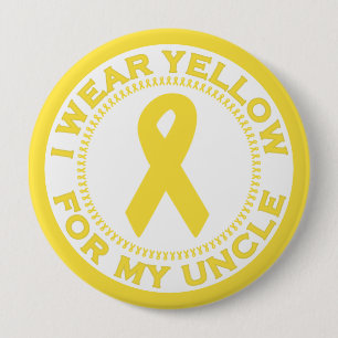 Badge Rond 10 Cm Je porte le jaune pour mon oncle