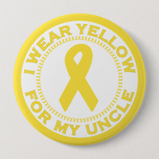 Badge Rond 10 Cm Je porte le jaune pour mon oncle