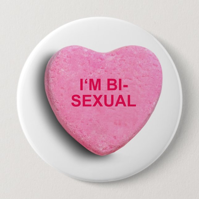 Badge Rond 10 Cm Je suis COEUR BISEXUEL de SUCRERIE (Devant)