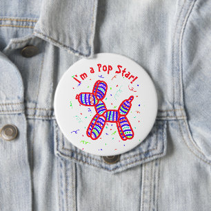 Badge Rond 10 Cm Je suis un chien ballon bouton de pop star