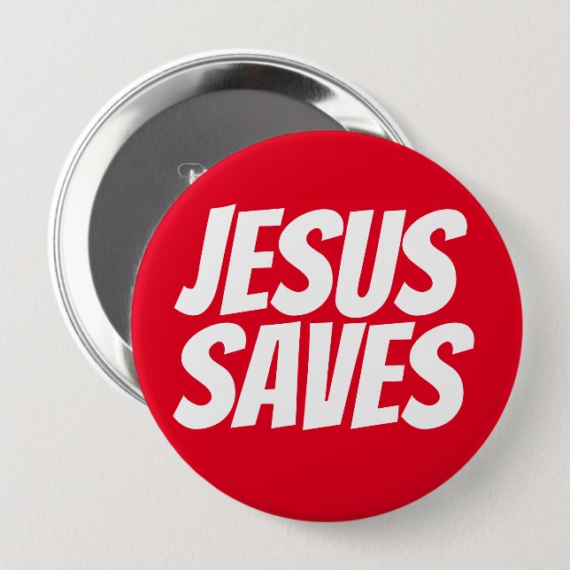 Badge Rond 10 Cm Jesus Saves Christian Button (Devant & derrière)