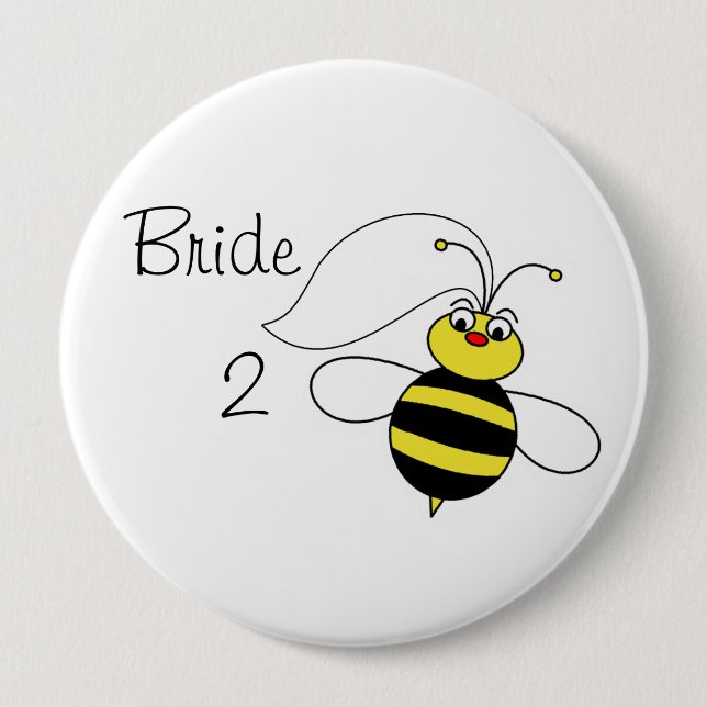 Badge Rond 10 Cm Jeune mariée à l'abeille (Devant)